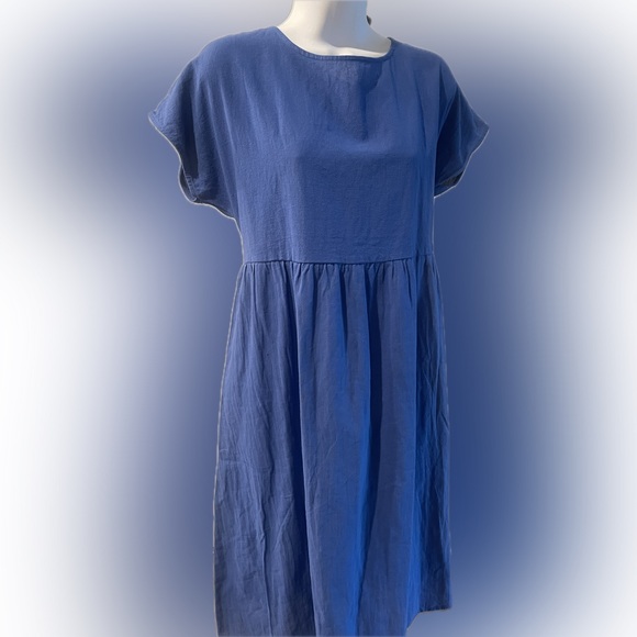 Blue Short Sleeve Dress L - Picture 1 of 4